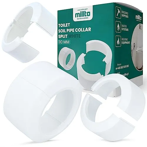 Millto™ WC Anschluss Rosette Klapprosette 110mm - 2-tlg. Abdeckrosette für Toiletten - Rohrmanschetten - Hochwertige Polypropylen-Rosette, die Abwasserrohre verdeckt und die Badezimmerästhetik verbessert.