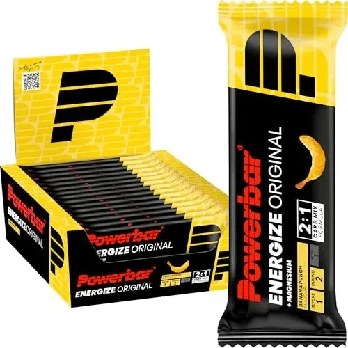 Powerbar Energize Original Banana Punch - 15x55g - Gewichtsmanagement Riegel mit C2MAX für optimale Energieversorgung, ideal für Wettkämpfe. Enthält Magnesium und Natrium, getestet auf verbotene Substanzen.