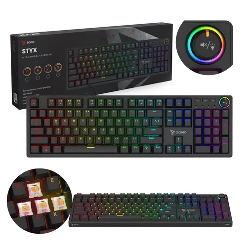 SAVIO STYX Mechanische Tastatur Outemu Peach Silent mit RGB
