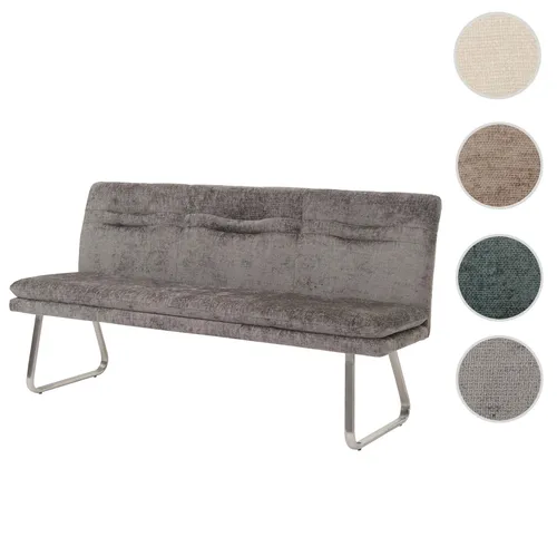 Sitzbank HWC-H70 - Dunkelgraue Polsterbank mit Lehne - Stilvolle Sitzbank für Esszimmer und Küche, 3-Sitzer mit komfortabler Rückenlehne und hochwertigem Chenille Stoffbezug. Belastbarkeit: 120 kg, einfache Montage, moderne Edelstahlfüße.