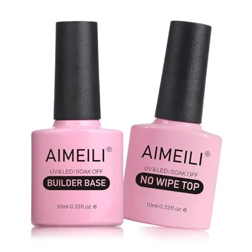 AIMEILI 7-in-1 Builder Base und Top Coat Set - UV Gel in Flasche für Nagelmodellage - 2×10ml