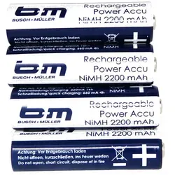 BUSCH + MÜLLER Akku Mignon AA 2200mAh | 4 Stück