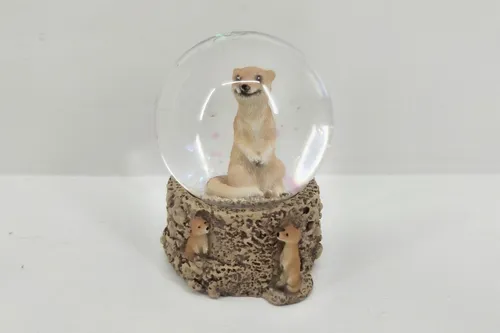Glitzerkugel Erdmännchen H 6,5 cm Tier Schnee Miniatur Schüttel Glas Kugel