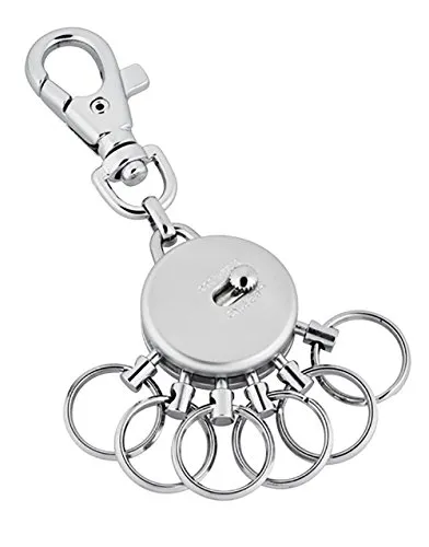 Jadani Schlüsselanhänger aus Metall - mit Karabinerhaken - 6 ausklinkbare Ringe