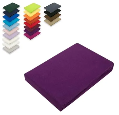 EXKLUSIV HEIMTEXTIL Topper Jersey Spannbettlaken 100% Baumwolle Öko - Tex Zertifiziert, Markenqualität, Steghöhe bis 12 cm, 180 x 200 cm Lila