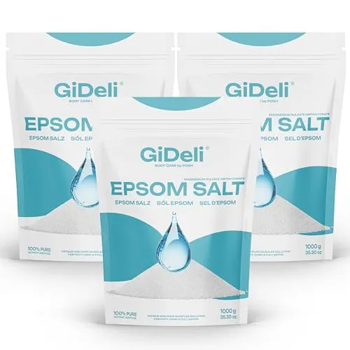 GiDeli Epsom Salz Badesalz Bittersalz 3x 1kg Reines Magnesiumsulfat heptahydrat Pharmaqualität (3kg)