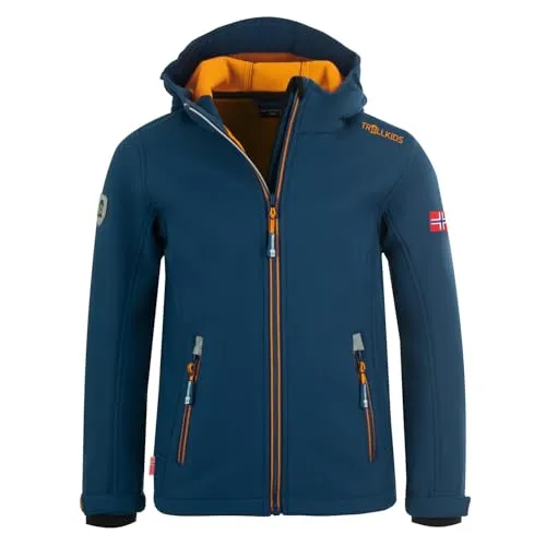 TROLLKIDS Trollfjord Kinder Softshelljacke blau/orange von TROLLKIDS