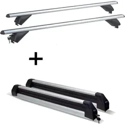 VDP Skiträger Silver Ice + Alu Dachträger RB003 für Peugeot 308 Kombi (ab 2014) - Gepäckträger-Set mit ausziehbarem Skiträger für max. 6 Skier oder 4 Snowboards und einem leichten, aerodynamischen Dachträger aus Aluminium – ideal für Familienausflüge.