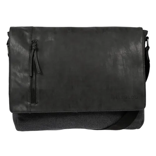 Messenger Bag Herren Damen Umhängetasche aus Canvas mit Überschlag Schwarz - Vielseitige Umhängetasche mit verstellbarem Trageriemen (80-150 cm), praktischen Fächern und robustem Design. Ideal für den Alltag und die Organisation wichtiger Dinge.