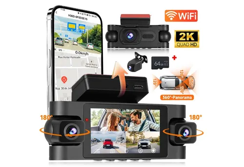 Hikity Dashcam Auto 3 zoll 2K mit 4 Channel WLAN G-Sensor Auto kamera Dashcam Dashcam (WLAN(wi-fi), Schleifenaufzeichnung, Nachtsicht-Funktionalität)