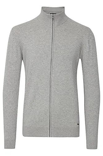 Indicode Badi Herren Strickjacke Cardigan Feinstrick mit hochabschließendem Kragen, Größe:L, Farbe:Grey Mix (914)