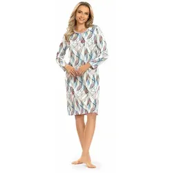 comtessa Nachthemd Ascafa Damen Nachthemd Langarm Knopfleiste Mehrfarbig bunt 40