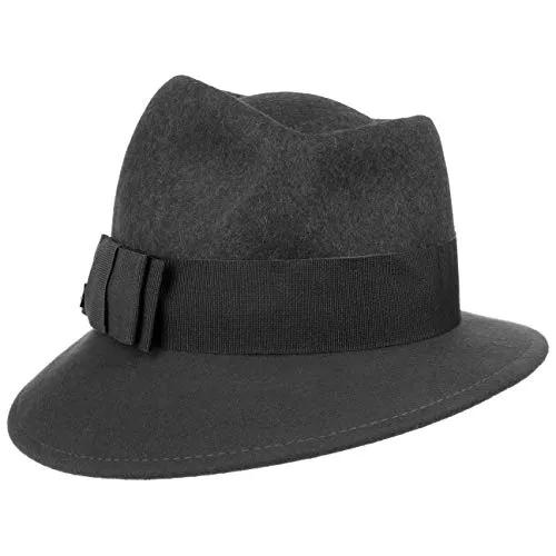 LIERYS Asym Twotone Wollfilzhut Trilby Damen Filzhut mit Schleife Made in Italy Herbst Winter anthrazit-schwarz One Size