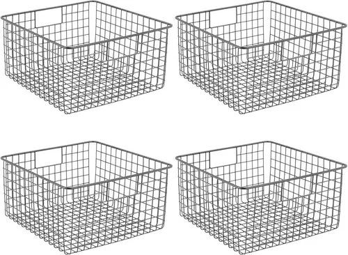 mDesign Aufbewahrungssystem mDesign Allzweckkorb Gitterbox Drahtkorb Aufbewahrung 4er Set Griffe