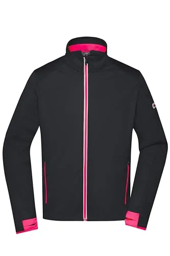 Herren Softshell Sportjacke JN1126 - Schwarz/Hellrot, Größe XL - Funktionsjacke für Herren mit wind- und wasserabweisenden Eigenschaften, ideal für Sport und Freizeit.