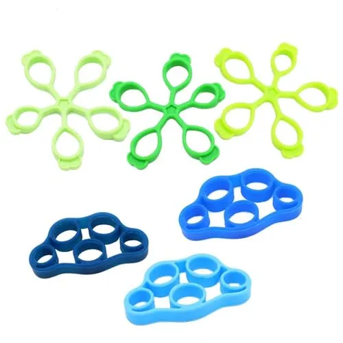 TXErfolg 6 Stück Fingertrainer Silikon Handtrainer Ring 3 Stärken für Verbessern Gelenkentzündungen Finger Flexibler Fitness Gitarrenfinger Klettern Griffe Workout Krafttranieren Handrehabilitation