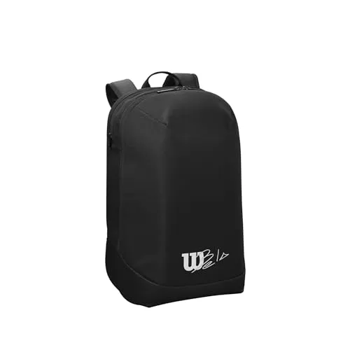 Wilson Padel-Rucksack Bela – Schwarz, für bis zu 2 Schläger - Stylischer Padel-Rucksack mit gepolsterten Schultergurten und großem Hauptfach für bis zu 2 Schläger. Strapazierfähiges Polyester, ideal für Sport und Freizeit. Maße: 30 x 25 x 51 cm.