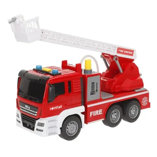 ColorBaby Speed & Go 39063 Feuerwehrauto, Spielzeug mit Lichtern und Geräuschen, interaktiver Kran und Schlauch, echtes Wasser, Reibungssystem, Maßstab 1:14, Rettung, für Kinder ab 3 Jahren