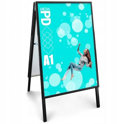 PDmedia Aufsteller Kundenstopper - A1 - Beidseitig - Aluminium - UV-Schutzfolie - Schwarz