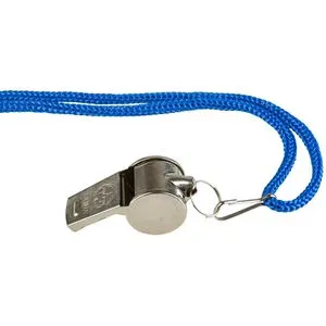 Idena Trillerpfeife 40187, aus Metall, silber, mit Umhängeband