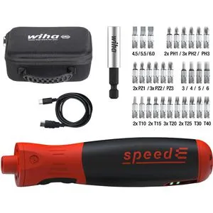 WIHA speedE PocketDrive E-Schraubendreher - inklusive Bitbox und Tasche, perfekt für kraftvolle und filigrane Schraubarbeiten
