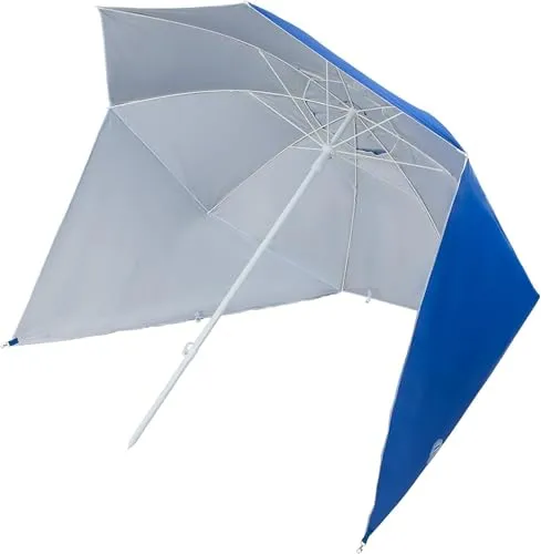 UV-Strandschirm mit Seitenteilen – Dunkelblau, 240 cm Spannweite - Strandmuschel & Sonnenschirm in einem, mit UPF 50+ Schutz und großzügiger Schattenfläche für 2–3 Personen – ideal für Strand, Garten & Camping.