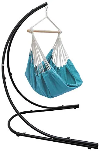 AMANKA XXL Hängesessel mit Gestell Outdoor - 210cm Metall Gestell für Hängesessel - 185x130cm Hängestuhl mit Ständer Hängesitz Gartenmöbel Hängesessel Balkon mit Gestell Gartenschaukel für Erwachsene