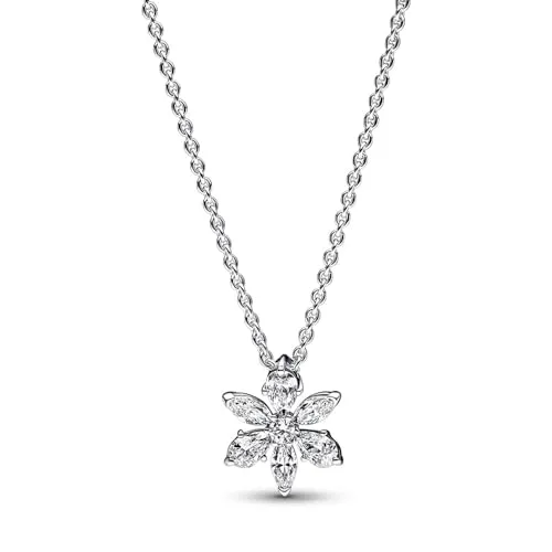 PANDORA Timeless Funkelnde Herbarium Cluster Anhänger Halskette 45cm - Bead Charms für Damen, aus Sterling-Silber mit funkelnden Steinen, ideal für einen eleganten und natürlichen Look.
