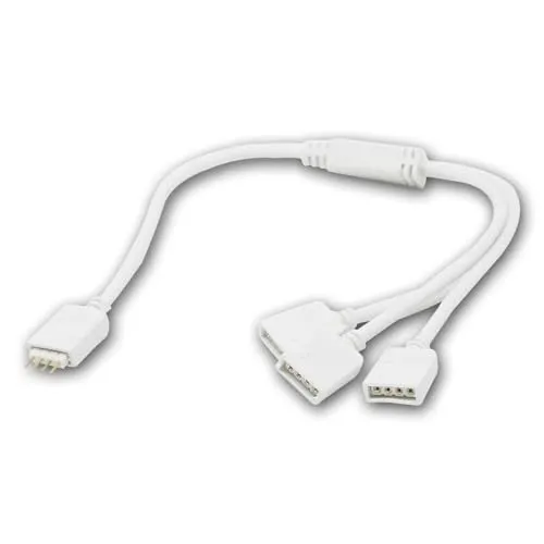 world-trading-net - 3-fach RGB Verteiler, 4-Pin Connector RGB, 1x Stecker & 3x Buchse, Eckverbinder Stecker LED Stripe, Anschlusskabel 30cm, weiß