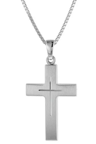 trendor Kette mit Anhänger Kreuz aus 925 Sterlingsilber - Ketten mit Anhänger, elegante Venezianerkette in 50 cm Länge, rhodiniert für zusätzlichen Glanz und Langlebigkeit.