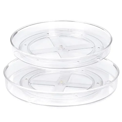 Spesh Drehbares Gewürzregal Kunststoff Gewürzhalter Organizer Drehteller-Organizer für Küche, Badezimmer,Schlafzimmer (27 * 4.3cm+23.5 * 3.6cm, Durchsichtig)