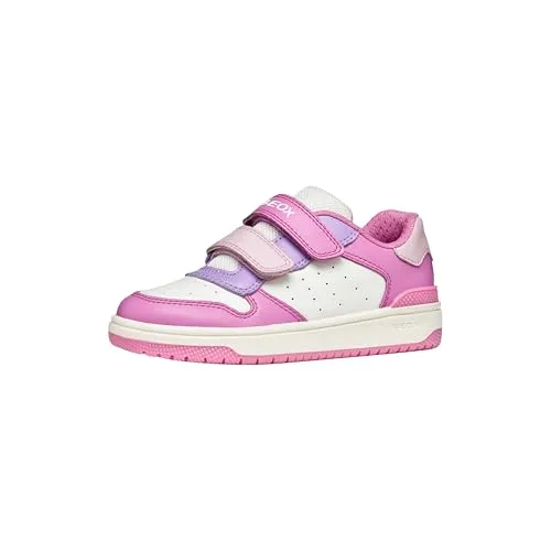 Geox JUNIOR Girl J WASHIBA Sneakers DK PINK/Lilac 27 EU - Stylische und atmungsaktive Sneakers für Mädchen, ideal für den täglichen Gebrauch und maximalen Komfort.