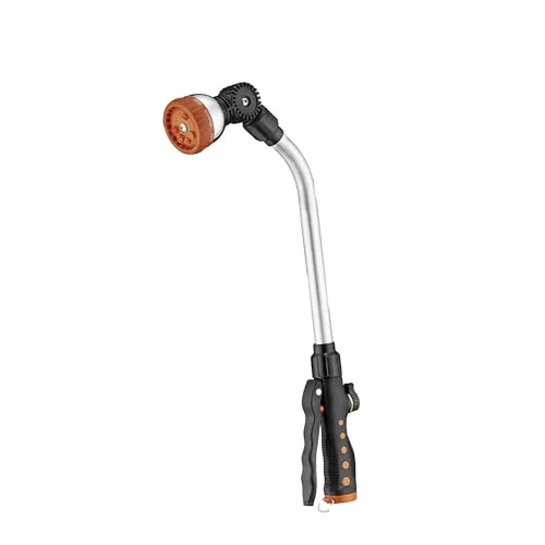 rainfactory Gartenbrause Gießstab Multifunktional, Gießstab Lang mit 180° schwenkbarem Sprühkopf & Druckregulierung, Gartenbrause mit 8 Sprühmuster, Gartenschlauch Düse für Garten Bewässerung, Brause