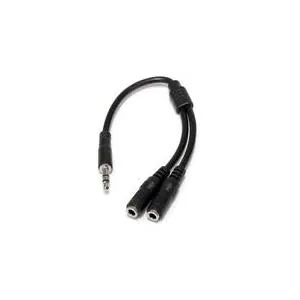 StarTech.com Schlankes Stereo-Splitter-Kabel - 3,5-mm-Stecker auf 2x 3,5-mm-Buchse - Audio-Splitter - 28 AWG - Mini-Phone Stereo 3,5 mm (M) - Mini-Phone Stereo 3,5 mm (W) - 20cm - Schwarz (MUY1MFFS)