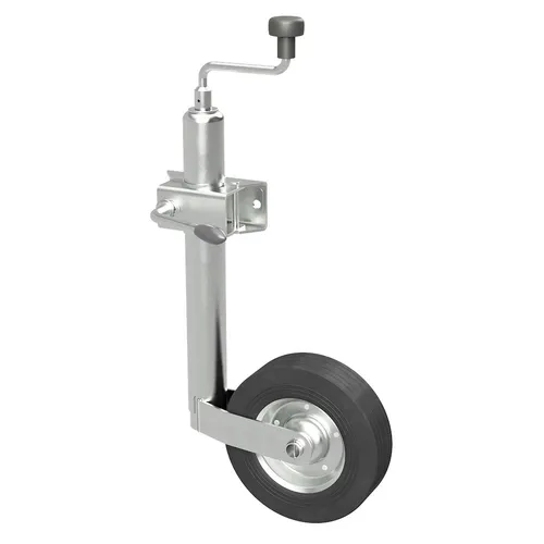 Stützrad mit Klemme für Anhänger und Wohnwagen, 150 kg - Robustes Stützrad für sicheres Abstützen von Anhängern. Mit Vollgummirad (Ø 200 mm) für Stabilität auf weichem Untergrund. Universell einsetzbar und einfach zu montieren. Max. Stützlast: 150 kg.
