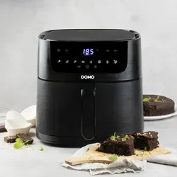 DOMO DO539FR Heißluftfritteuse - Airfryer mit 8 Programmen - Heißluftfritteuse für die ganze Familie mit 6 L Kapazität, 80% weniger Fett und digitalem Touch-Bedienfeld für einfaches Garen.