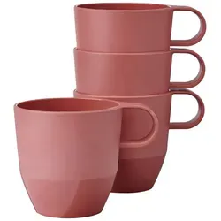 Mepal SILUETA Henkelbecher 300 ml 4er Set - Vivid Mauve - Thermobehälter, leicht und stapelbar, ideal für heiße Getränke. Hergestellt in den Niederlanden, 100% recycelbar und perfekt für den Einsatz beim Frühstück oder Grillabenden.