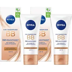 Produktbild Nivea Tagescreme 5in1 BB Hauttyp mittel-dunkel LSF 15 2 x 50ml