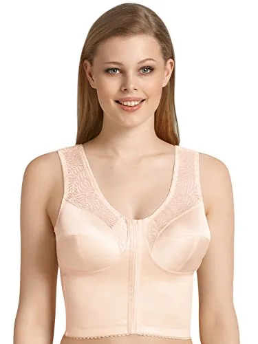 Lang-BH MMTC Damen, Gr. 110, Cup C, beige - Funktionsunterwäsche für optimale Entlastung und Tragekomfort – Bügel- und vorderverschlossen, ideal für große Größen mit eleganter Spitze und breiten Entlastungs-Trägern.