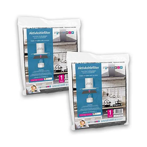itenga Universal Aktivkohlefilter 2er Set für Dunstabzugshaube Umlufthaube Ablufthaube zuschneidbar umweltfreundlich kompostierbar 47x57cm