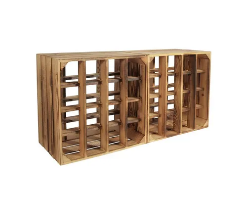 CHICCIE Weinregal Wino Flaschenregal aus Holz Geflammt + Regal, 2-tlg.