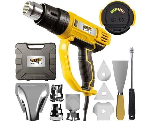 Grizzly Tools Heißluftgebläse Heißluftpistole im Koffer mit LED-Anzeige, Heißluftfön, 60-600° C, bis max. 600 °C