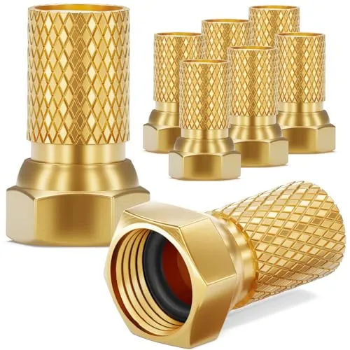HB-DIGITAL 8x Koaxialkabel F-stecker Sat Kabel Schraubbar für Fernsehkabel Antennenkabel Satelliten Kabel 7,2mm mit Gummidichtung - Vergoldet