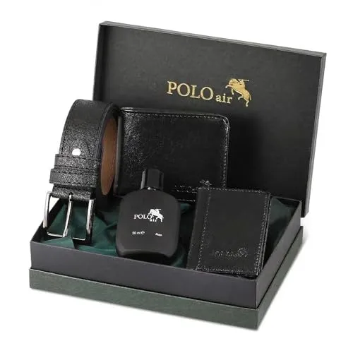 Produktbild Polo Air Herren Geschenkset – Gürtel, Geldbörse, Kartenetui & Parfum 4-teilig