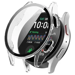 Für Samsung Galaxy Watch 7 44mm Kunststoff PC Smart Watch Hülle + Schutz Hart Glas Transparent - Transparent