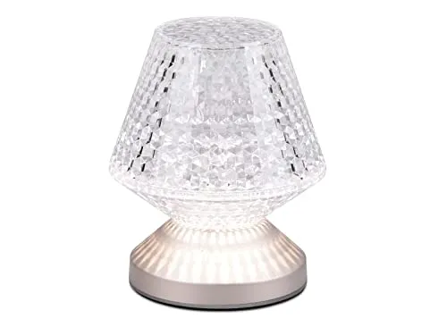 Kleine LED Akku Tischleuchte in Kristall Optik - Schreibtischlampe mit Touch Dimmer, per USB aufladbar für stimmungsvolles Licht – ideal für jeden Arbeitsplatz.