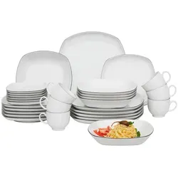 Seltmann Weiden Kombiservice Lido Black Line, 30-teilig - Elegantes 30-teiliges Geschirrset aus handbemalter Keramik für 6 Personen, mikrowellenfest und spülmaschinengeeignet – ideal für stilvolle Dinnerabende.