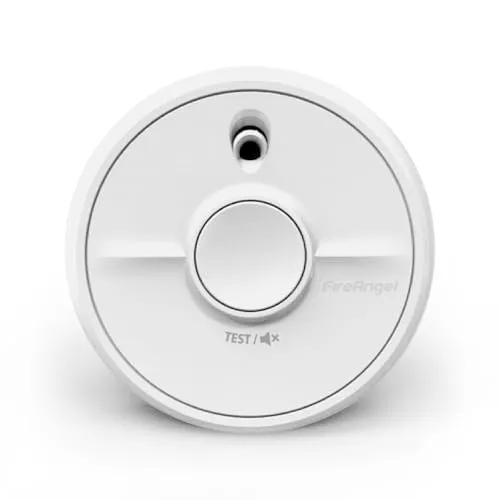 Fire Angel SB5-INT Rauchmelder, kein Fehlalarm bei Toast, optischer Alarm für Zuhause mit austauschbaren Batterien und Test-/Stummschalttaste, Feuermelder mit Rauchfrüherkennung, 90 x 35 mm, Weiß