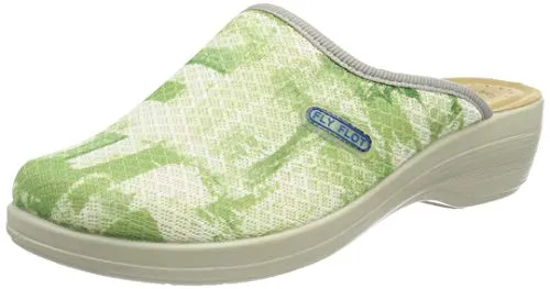 Fly Flot Damen 855369 Hausschuh in Grün, 42 EU - Damen-Hausschuhe mit weichem Mesh-Fußbett und rutschfester PU-Sohle für optimalen Komfort und Halt.