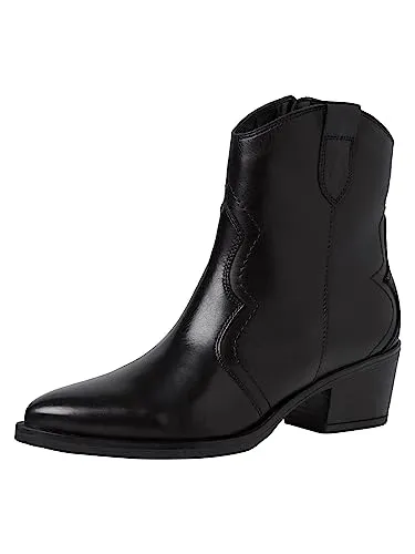Tamaris Cowboy Stiefelette, Damen, Gr. 40, schwarz - Modische Cowboy Stiefelette aus Leder mit spitzer Form und 5 cm Absatzhöhe, ideal für trendbewusste Frauen.
